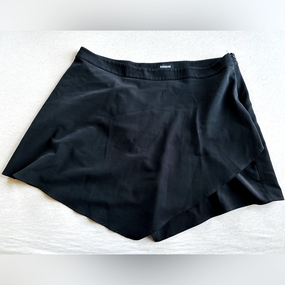 Express wrapped asymmetrical black skirt